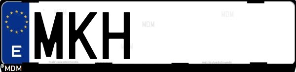 Matrícula española MKH, correspondiente al año 2023