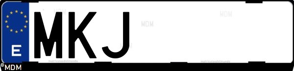 Matrícula española MKJ, correspondiente al año 2023