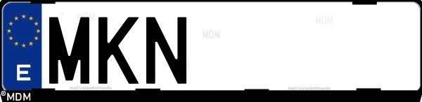 Matrícula española MKN, correspondiente al año 2023