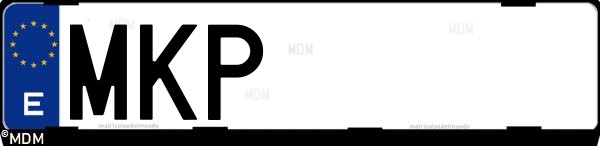 Matrícula española MKP, correspondiente al año 2023