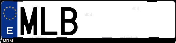 Matrícula española MLB, correspondiente al año 2023