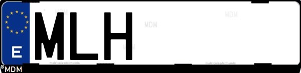 Matrícula española MLH, correspondiente al año 2023