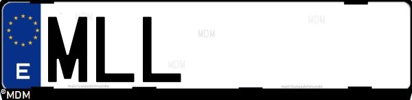 Matrícula española MLL, correspondiente al año 2023