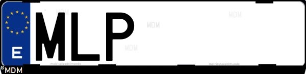 Matrícula española MLP, correspondiente al año 2023