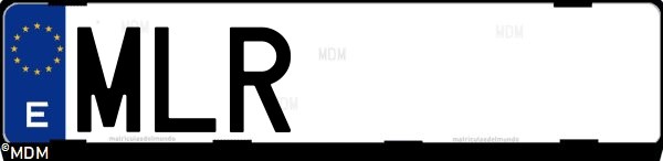 Matrícula española MLR, correspondiente al año 2023