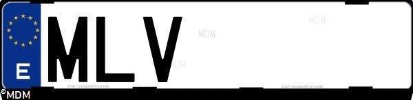 Matrícula española MLV, correspondiente al año 2023