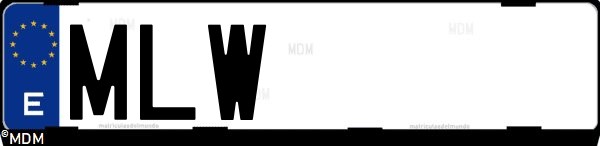 Matrícula española MLW, correspondiente al año 2023