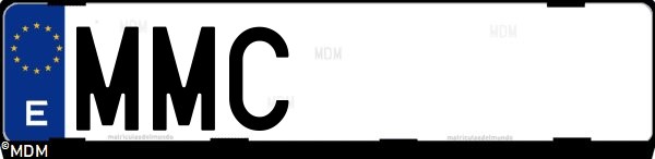 Matrícula española MMC, correspondiente al año 2023