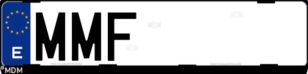 Matrícula española MMF, correspondiente al año 2023