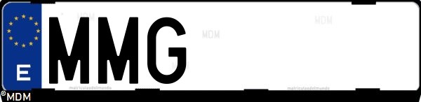 Matrícula española MMG, correspondiente al año 2023