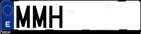 Matrícula española MMH, correspondiente al año 2023