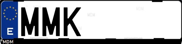 Matrícula española MMK, correspondiente al año 2023