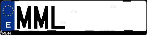 Matrícula española MML, correspondiente al año 2023