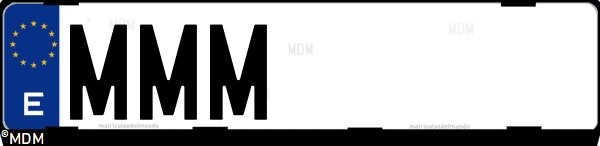 Matrícula española MMM, correspondiente al año 2023