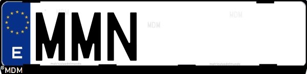 Matrícula española MMN, correspondiente al año 2023