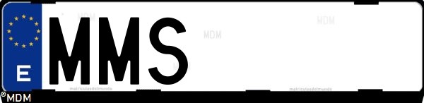 Matrícula española MMS, correspondiente al año 2024