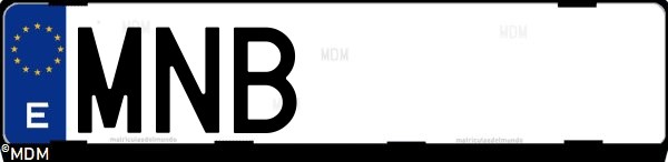 Matrícula española MNB, correspondiente al año 2024