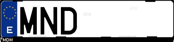 Matrícula española MND, correspondiente al año 2024