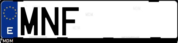 Matrícula española MNF, correspondiente al año 2024