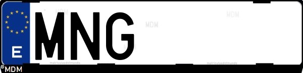 Matrícula española MNG, correspondiente al año 2024