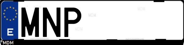 Matrícula española MNP, correspondiente al año 2024
