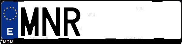 Matrícula española MNR, correspondiente al año 2024