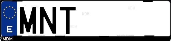 Matrícula española MNT, correspondiente al año 2024
