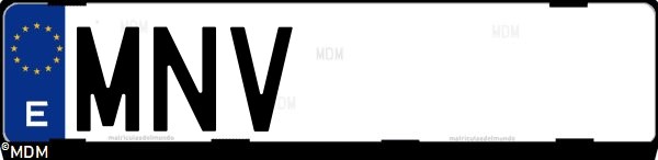 Matrícula española MNV, correspondiente al año 2024