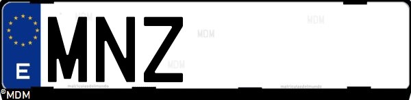 Matrícula española MNZ, correspondiente al año 2024