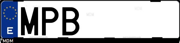 Matrícula española MPB, correspondiente al año 2024