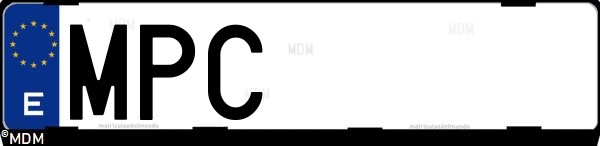 Matrícula española MPC, correspondiente al año 2024