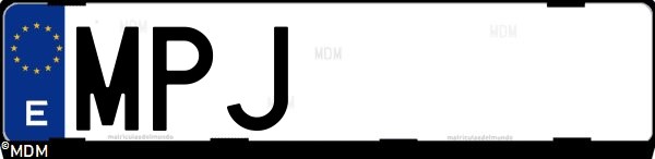 Matrícula española MPJ, correspondiente al año 2024