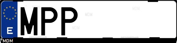 Matrícula española MPP, correspondiente al año 2024