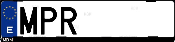 Matrícula española MPR, correspondiente al año 2024