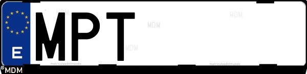 Matrícula española MPT, correspondiente al año 2024
