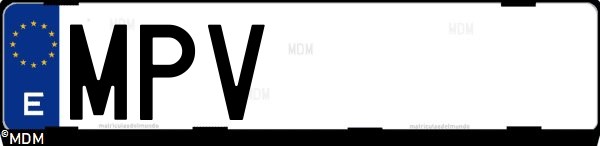 Matrícula española MPV, correspondiente al año 2024