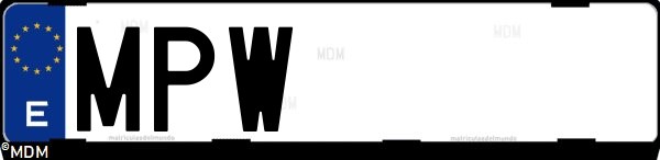 Matrícula española MPW, correspondiente al año 2024