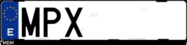 Matrícula española MPX, correspondiente al año 2024