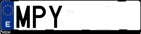 Matrícula española MPY, correspondiente al año 2024
