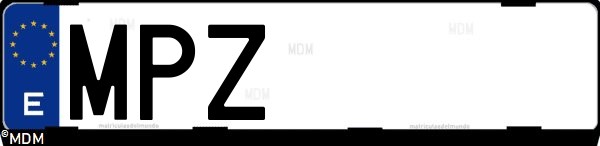 Matrícula española MPZ, correspondiente al año 2024