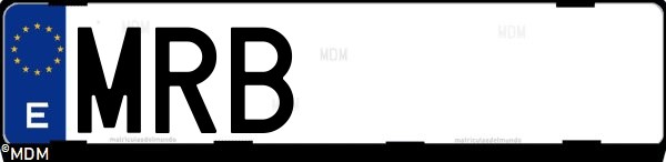 Matrícula española MRB, correspondiente al año 2024