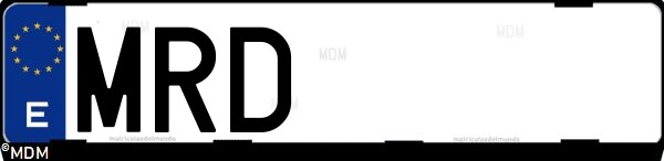 Matrícula española MRD, correspondiente al año 2024