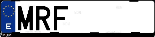 Matrícula española MRF, correspondiente al año 2024