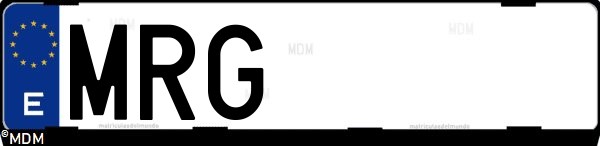 Matrícula española MRG, correspondiente al año 2024