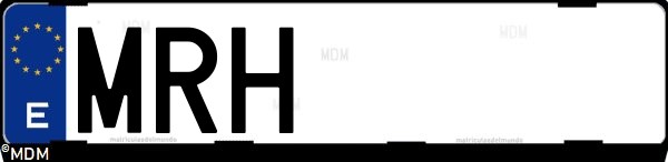 Matrícula española MRH, correspondiente al año 2024