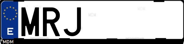 Matrícula española MRJ, correspondiente al año 2024