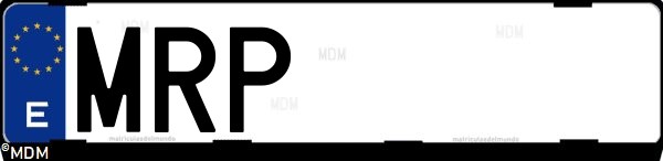 Matrícula española MRP, correspondiente al año 2024