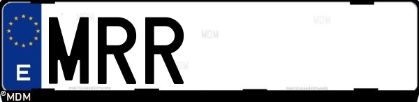 Matrícula española MRR, correspondiente al año 2024