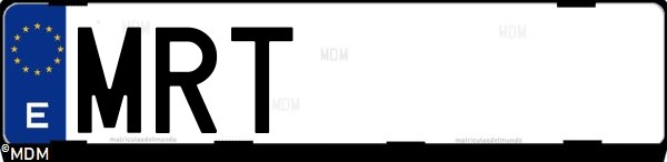 Matrícula española MRT, correspondiente al año 2024