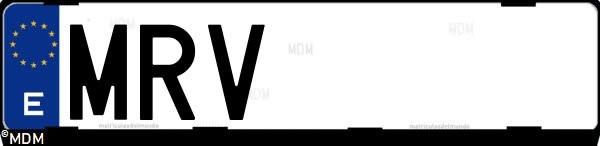 Matrícula española MRV, correspondiente al año 2024